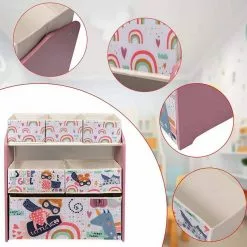 EUGAD Bücherregal, Kinder Aufbewahrungsregal Spielzeugregal Bücherregal Spielzeugkiste Kinderkommode Kindermöbel 3 Schichten mit 6 Kisten aus MDF Rosa -Eugad Möbel Einkaufen e8d91a85 df9f 570a 8b67 e0952aa0916b