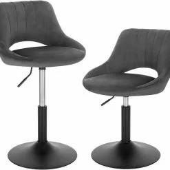 EUGAD Barhocker (2 St), Barstuhl Barsessel Sessel Loungesessel höhenverstellbar Clubsessel Cocktailsessel Drehsessel Samt Sitzhöhe 40–55 cm Rosa Dunkelgrau, Schwarz -Eugad Möbel Einkaufen e9f1e6af 15c9 4231 8328 1249cb4802f9