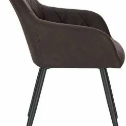 EUGAD Esszimmerstuhl (1 Stück), Wohnzimmerstuhl aus Stoff, Polsterstuhl mit Armlehnen und Rückenlehne, Gestell aus Metall Anthrazit, Braun, Grau -Eugad Möbel Einkaufen eb21404f ebb4 56df a4fd 9a06f97f91f0