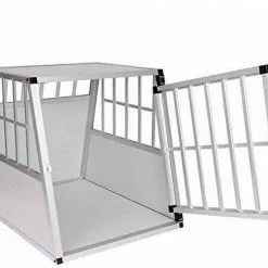 EUGAD Tiertransportbox, Hundetransportbox Alu Hundebox Reisebox Autobox für große Hunde Husky Samojede Weimaraner Border Collie Chow-Chow Shetland Sheepdog 85x65x69 cm Silber Grau -Eugad Möbel Einkaufen eb7457e2 cf93 55e6 85ac 3724886fbf3e