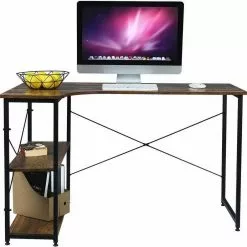 EUGAD Schreibtisch, PC-Tisch Bürotisch Arbeitstisch mit Bücherregal Holz 120x74x71,5 cm Hell Eiche Holz Vintage, Weiß+Hell Eiche -Eugad Möbel Einkaufen ebafa372 56ce 5fbc a628 0bbe6e0fe20b