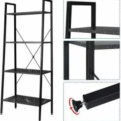 EUGAD Bücherregal, Standregal Bücherregal Metallregal Leiterregal Stufenregal Multifunktionale Regal Industrie Design MDF Metall Schwarz+schwarzer Marmor Golden+Weißer Marmor, Vintage -Eugad Möbel Einkaufen ecab8072 8291 5547 ad8d 910f0d286c1d