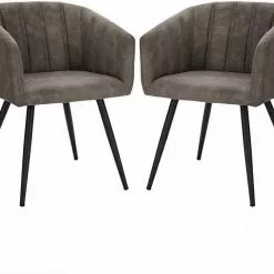 EUGAD Esszimmerstuhl, 2er-Set Polsterstuhl aus Stoffbezug mit Sesselförmigem Gepolstertem Sitz Dunkelbraun Grau -Eugad Möbel Einkaufen ed23bf7d 31c5 57b3 b78c c914e1d34851