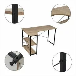EUGAD Schreibtisch, PC-Tisch Bürotisch Arbeitstisch mit Bücherregal Holz 120x74x71,5 cm Hell Eiche Holz Vintage, Weiß+Hell Eiche -Eugad Möbel Einkaufen ed67830f 1d8c 513e bd36 4e914387ba49