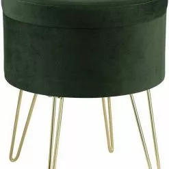 EUGAD Sitzhocker, Samthocker mit Stauraum, rund, mit stabilen goldenen Metallfüßen, Türkis Dunkelgrau, Dunkelgrün, Hellgrau, Rosa, Türkis -Eugad Möbel Einkaufen ed75f6aa f2e1 5668 bb7c 347a3cb8aac7