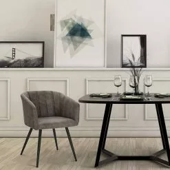 EUGAD Esszimmerstuhl, 2er-Set Polsterstuhl aus Stoffbezug mit Sesselförmigem Gepolstertem Sitz Dunkelbraun Grau -Eugad Möbel Einkaufen ed9fbc38 b4ab 5324 ab68 8ae7dfc249ba