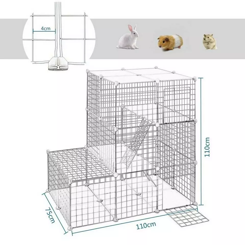 EUGAD Freigehege, Freigehege Kaninchen mit Stauraum Hasen Meerschweinchen Welpenauslauf Laufgitter mit Tür&Treppe DIY Schwarz 48 Platten (35x35cm/Platte) 110x 75 x 110 cm 3 EUGAD Freigehege, Freigehege Kaninchen mit Stauraum Hasen Meerschweinchen Welpenauslauf Laufgitter mit Tür&Treppe DIY Schwarz 48 Platten (35x35cm/Platte) 110x 75 x 110 cm – Bild 3