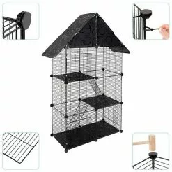 EUGAD Freigehege, Kleintierkäfig Katzenkäfig Schwarz 75x39x145cm 12 EUGAD Freigehege, Kleintierkäfig Katzenkäfig Schwarz 75x39x145cm -Eugad Möbel Einkaufen ee697100 8f99 5d23 936e d32bfecef95e