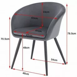 EUGAD Esszimmerstuhl, mit Armlehne, Retro Design, Samt, Metall Dunkelgrau Hellgrau, Schwarz -Eugad Möbel Einkaufen ee6d7c4b 2d94 5b32 9cab 5a5c64e595c7