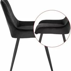 EUGAD Esszimmerstuhl (2 Stück), Polsterstuhl Küchenstuhl Wohnzimmerstuhl mit Rückenlehne, Sitzfläche aus Samt, Retrostuhl mit Metallbeine für Esszimmer Wohnzimmer, Schwarz Dunkelgrau, Dunkelgrün -Eugad Möbel Einkaufen ee70a0ad 6bde 586c 9f3b 890e23dae87d