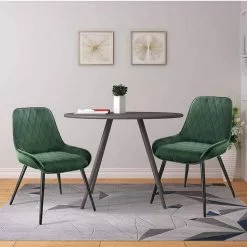 EUGAD Esszimmerstuhl (2 Stück), Polsterstuhl Küchenstuhl Wohnzimmerstuhl mit Rückenlehne, Sitzfläche aus Samt, Retrostuhl mit Metallbeine für Esszimmer Wohnzimmer, Schwarz Dunkelgrau, Dunkelgrün -Eugad Möbel Einkaufen ee954d2a 61ce 538c 9756 29009a6112ca