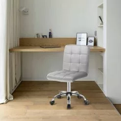 EUGAD Schreibtischstuhl, Arbeitshocker Bürohocker Samt Metall, 360° drehbar, Rosa Hellgrau -Eugad Möbel Einkaufen ef3c92d7 9bea 539a 813f 364c2c4b2a49
