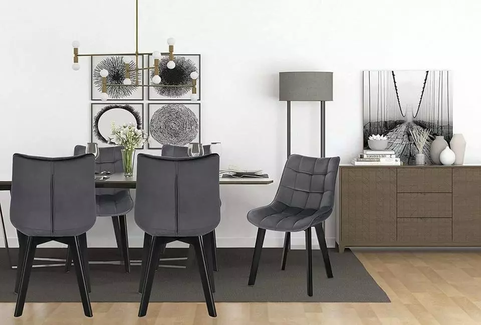 EUGAD Esszimmerstuhl (1 Stück), Wohnzimmerstuhl mit Rückenlehne, Polsterstuhl Küchenstuhl Weich Samt und Holz für ESS- und Wohnzimmer Dunkelgrau Dunkelgrün, Rosa, Schwarz 2 EUGAD Esszimmerstuhl (1 Stück), Wohnzimmerstuhl mit Rückenlehne, Polsterstuhl Küchenstuhl Weich Samt und Holz für ESS- und Wohnzimmer Dunkelgrau Dunkelgrün, Rosa, Schwarz – Bild 2