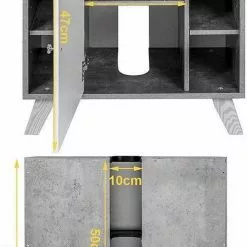EUGAD Waschbeckenunterschrank Unterschrank Badezimmerschrank mit Tür 60 x 30 x 62 cm Grau-Weiß -Eugad Möbel Einkaufen efb82a4f 0671 51f0 a8e4 70067eee8fd3