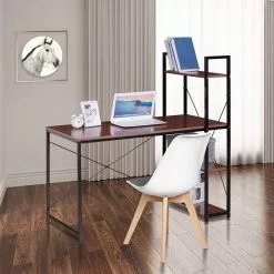 EUGAD Schreibtisch, Bürotisch mit Ablage Holz Stahl 120x64x120cm (BxTxH) Hell Eiche+schwarz Dunkel Buche-Schwarz, Hell Eiche-Schwarz, Hell Eiche-Wei&szlig; -Eugad Möbel Einkaufen f26b6fcd 62eb 554f b4e6 39edfd6fabfa