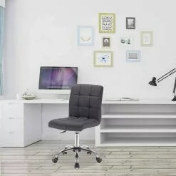 EUGAD Schreibtischstuhl, Bürohocker Schreibtischstuhl Rollhocker drehbar höhenverstellbar Stoffbezug Metall Dunkelgrau, Hellgrau -Eugad Möbel Einkaufen f3423565 62ee 5d07 8684 3d13927b12a7