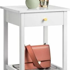 EUGAD Nachttisch, 2er-Set Nachtkommode Sofatisch Kaffeetisch Beistelltisch Nachtschrank für Wohnzimmer Schlafzimmer mit Schublade mit Ablage aus MDF Weiß -Eugad Möbel Einkaufen f3e62855 d73d 5e98 95ae cdb248bef5e0