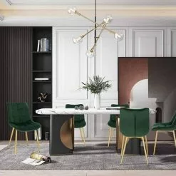 EUGAD Esszimmerstuhl, 6er-Set Küchenstühle Wohnzimmerstuhl mit Rückenlehne, Samt Sitzfläche, Gold Beine Schwarz Dunkelgrün, Grau, Rosa -Eugad Möbel Einkaufen f43394a2 e9bd 5b14 a4b5 f77b14e02f1e