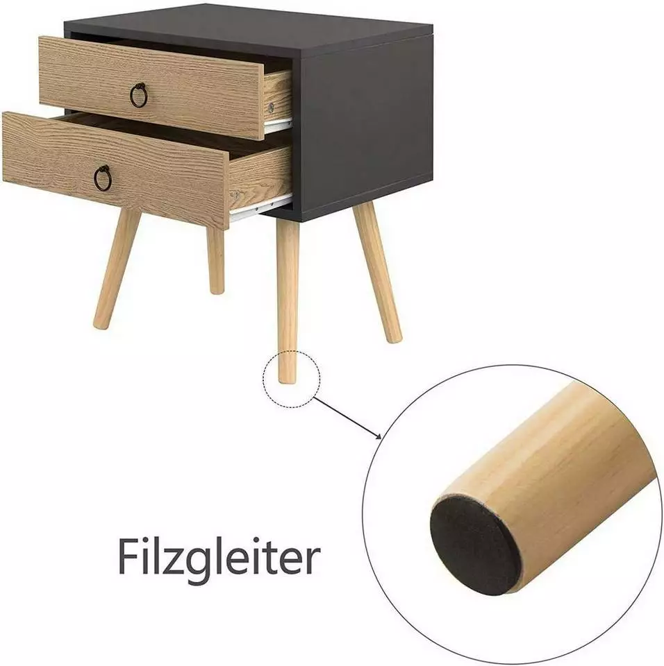 EUGAD Nachttisch, 2er-Set Beistelltisch mit 2 Schubladen Nachtkommode Nachtschrank Holzbeine MDF 46x35x50cm Weiß Grau, Weiß 13 EUGAD Nachttisch, 2er-Set Beistelltisch mit 2 Schubladen Nachtkommode Nachtschrank Holzbeine MDF 46x35x50cm Weiß Grau, Weiß – Bild 13