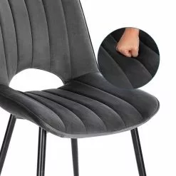 EUGAD Esszimmerstuhl (2 Stück), Küchenstuhl, Polsterstuhl, Wohnzimmerstuhl ohne Armlehne, Metallbeine, Samt, Dunkelgrau Hellgrau, Schwarz -Eugad Möbel Einkaufen f59eb96a 08bc 4cb7 ad7d 5822e1e85549