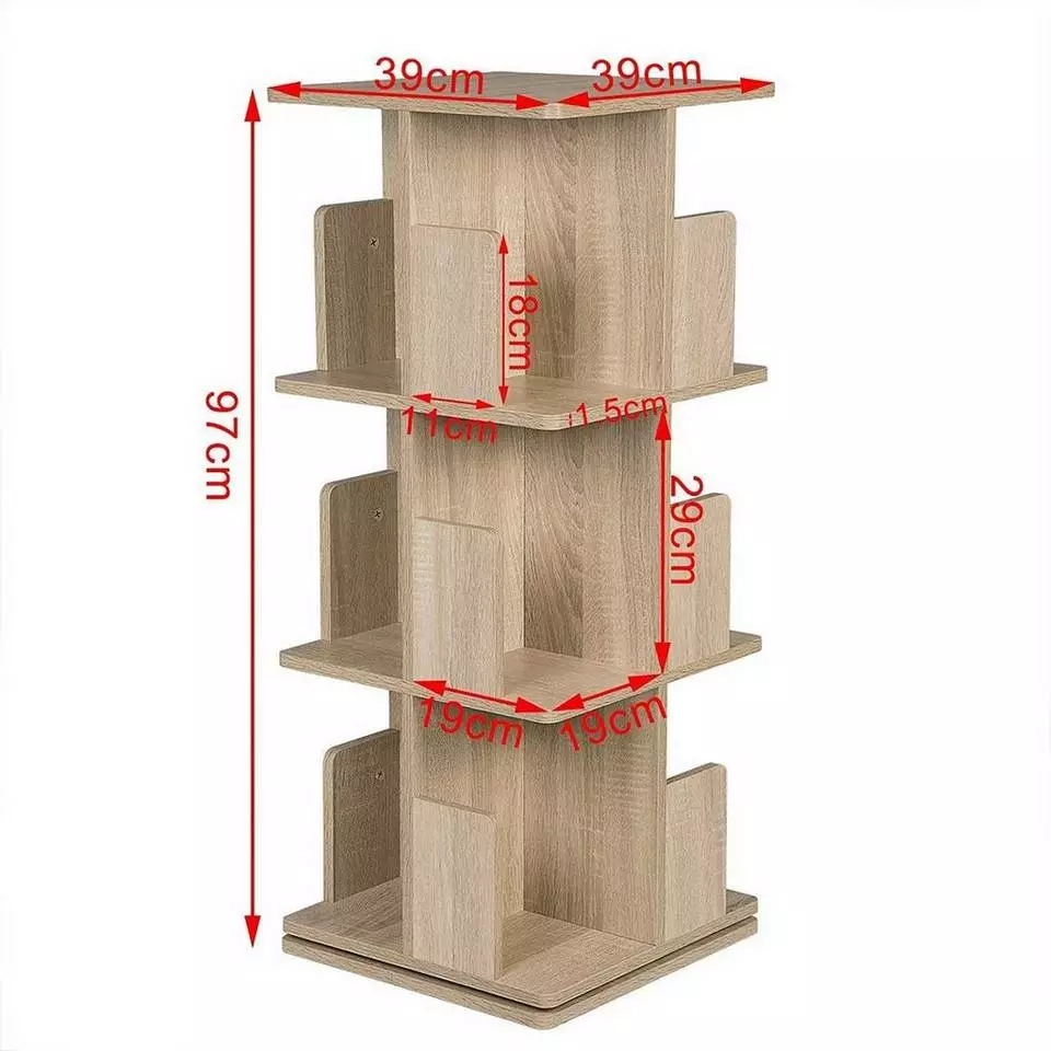 EUGAD Bücherregal, Raumteiler Standregal mit 3 Ebenen, 360° frei drehbar, MDF, Natur 3 EUGAD Bücherregal, Raumteiler Standregal mit 3 Ebenen, 360° frei drehbar, MDF, Natur – Bild 3