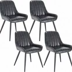 EUGAD Esszimmerstuhl, 4 Stücke Retro Küchenstuhl Sitzfläche aus PU mit Metallbeine Schwarz Braun, Dunkelbraun, Dunkelgrün, Grau -Eugad Möbel Einkaufen f6f2ef70 3c8b 51af b668 665e7921fab9