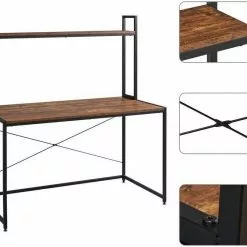 EUGAD Schreibtisch, PC-Tisch Bürotisch Arbeitstisch mit Bücherregal Holz 120x60x140 cm Schwarz-Marmor Schwarz-Vintage -Eugad Möbel Einkaufen f728eac0 c15d 588b b6b7 15b73ddc69cf