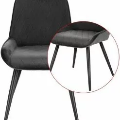 EUGAD Esszimmerstuhl (2 Stück), Polsterstuhl Küchenstuhl Wohnzimmerstuhl mit Rückenlehne, Sitzfläche aus Samt, Retrostuhl mit Metallbeine für Esszimmer Wohnzimmer, Schwarz Dunkelgrau, Dunkelgrün -Eugad Möbel Einkaufen f8a8a4e4 ca92 52b1 8240 a0f6564573e1