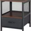 EUGAD Nachttisch (1-St), Nachtkommode mit Ablagen und Schubladen, Beistelltisch für Wohnzimmer, Nachtschrank für Schlafzimmer industrieller Stil, 40x52x36cm