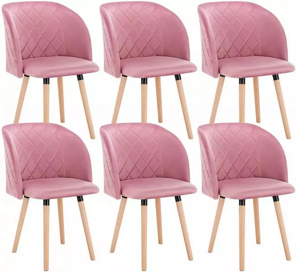 EUGAD Esszimmerstuhl, 6er-Set Esszimmerstuhl Küchenstuhl Samt Massivholz Cremeweiß Cremeweiß, Rosa 8 EUGAD Esszimmerstuhl, 6er-Set Esszimmerstuhl Küchenstuhl Samt Massivholz Cremeweiß Cremeweiß, Rosa – Bild 8