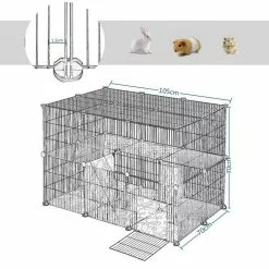 EUGAD Freigehege, Freigehege Kaninchen mit Stauraum Hasen Meerschweinchen Welpenauslauf Laufgitter mit Tür&Treppe DIY Schwarz 38 Platten (35x35cm/Platte) 105 x 70 x 70 cm -Eugad Möbel Einkaufen fb2e3b24 576f 57a5 b0a5 44494e93e599