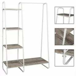 EUGAD Garderobenständer, Kleiderständer,mit Regal, Metall, Holz,im Flur, Wohnzimmer, Dunkelbraun-Schwarz Eiche-Weiß, Sand-Weiß -Eugad Möbel Einkaufen fbc652bc 83d0 5def 94cd 286363626398