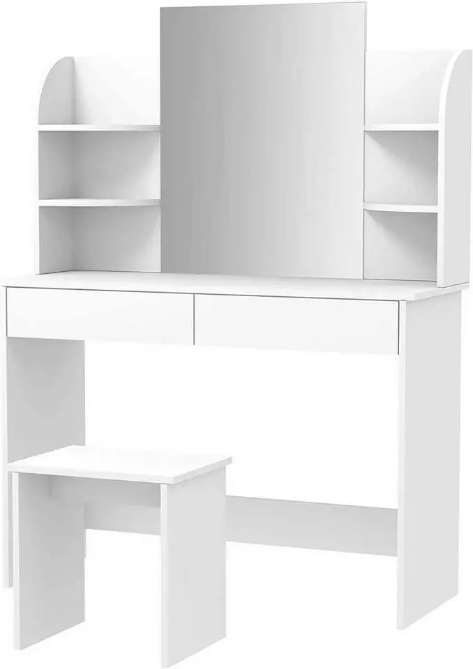 EUGAD Schminktisch, Schminktisch mit Spiegel und Hocker, Hochglanz Kosmetiktisch Weiß 4 EUGAD Schminktisch, Schminktisch mit Spiegel und Hocker, Hochglanz Kosmetiktisch Weiß – Bild 4