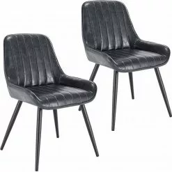 EUGAD Esszimmerstuhl, 2 Stücke Esszimmerstuhl Küchenstuhl Kunstleder Braun, Dunkelbraun, Dunkelgrün, Grau, Schwarz