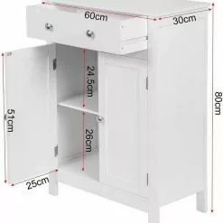 EUGAD Badkommode, Badezimmerschrank, 2 Türen, 1 Schubkasten, mit verstellbare Regalebene, MDF, Weiß -Eugad Möbel Einkaufen fdc08c1a c73e 5bf3 b258 fc7845f28e60