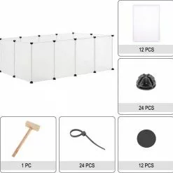 EUGAD Freigehege, Freigehege für Kaninchen Hasen Meerschweinchen Welpenauslauf DIY, 12 Platten 145 x 75 x 46 cm Grau, Schwarz, Transparent, Weiß -Eugad Möbel Einkaufen fe0a01ed ded9 5cb7 8d2b 4390de6eacf9