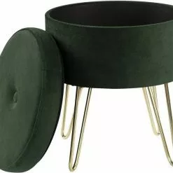 EUGAD Sitzhocker, Samthocker mit Stauraum, rund, mit stabilen goldenen Metallfüßen, Türkis Dunkelgrau, Dunkelgrün, Hellgrau, Rosa, Türkis -Eugad Möbel Einkaufen fe2a0dc1 dd71 5418 92cf 4d1069cd3bc0