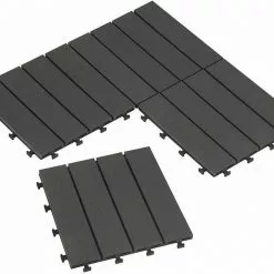 EUGAD WPC-Fliesen, 22 Stück WPC Terrassenfliesen in T-Form 30x30cm Dunkelgrau Anthrazit, Braun, Hellgrau