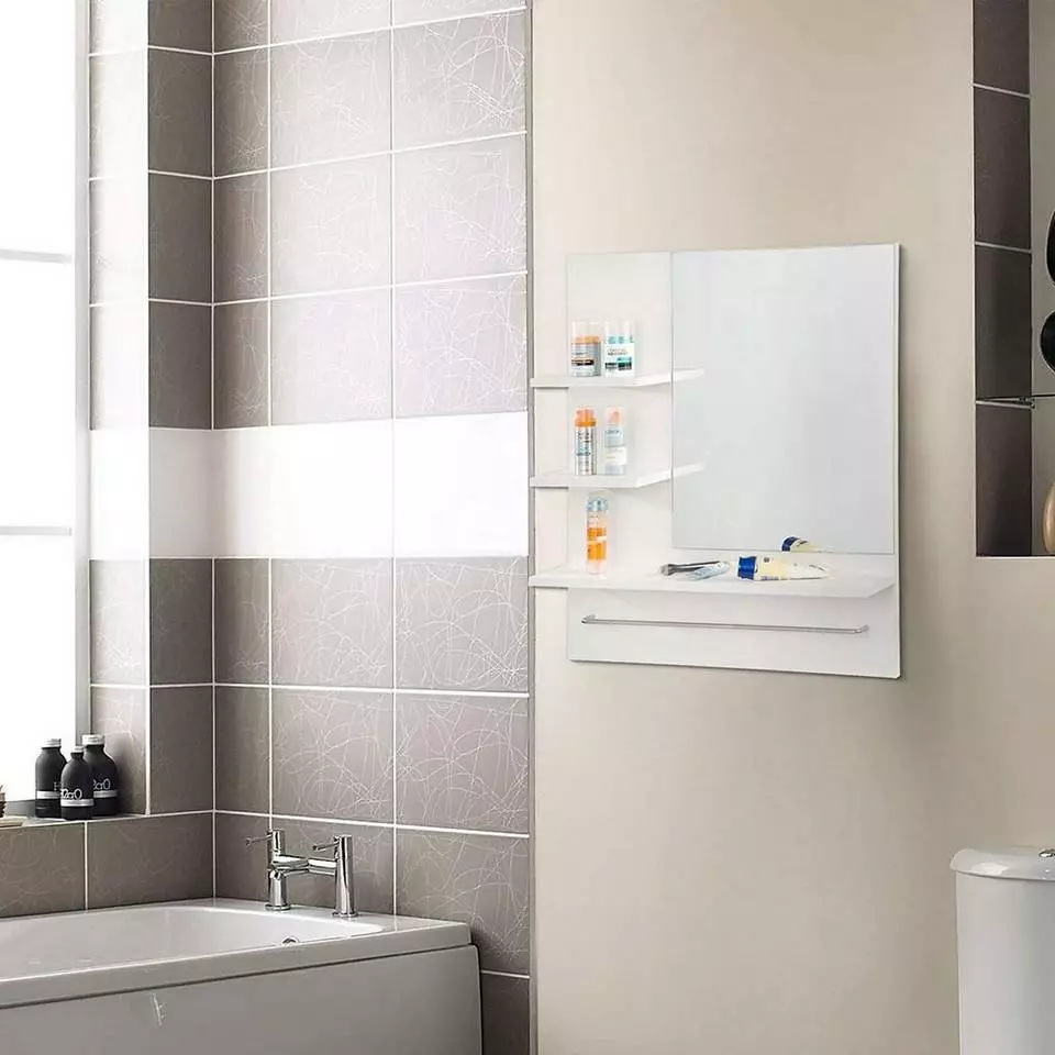 EUGAD Spiegelschrank Hängeschrank mit 3 Ablagen Weiß 2 EUGAD Spiegelschrank Hängeschrank mit 3 Ablagen Weiß – Bild 2